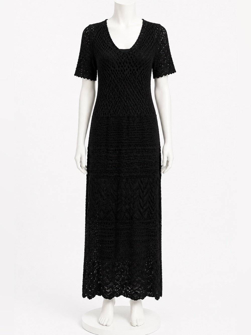 Solitaire Black Crochet Maxi Dress